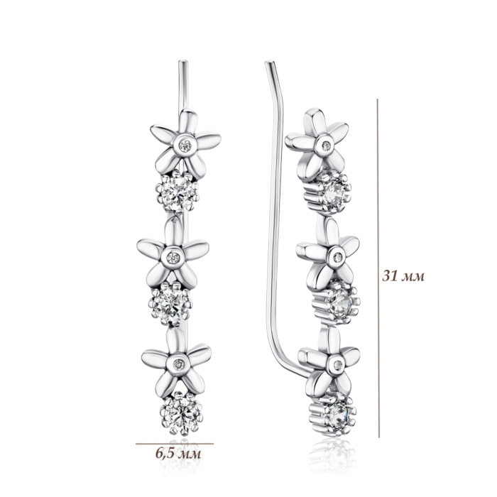 Срібні сережки кафи з фіанітами 1EA70162-E/12/1