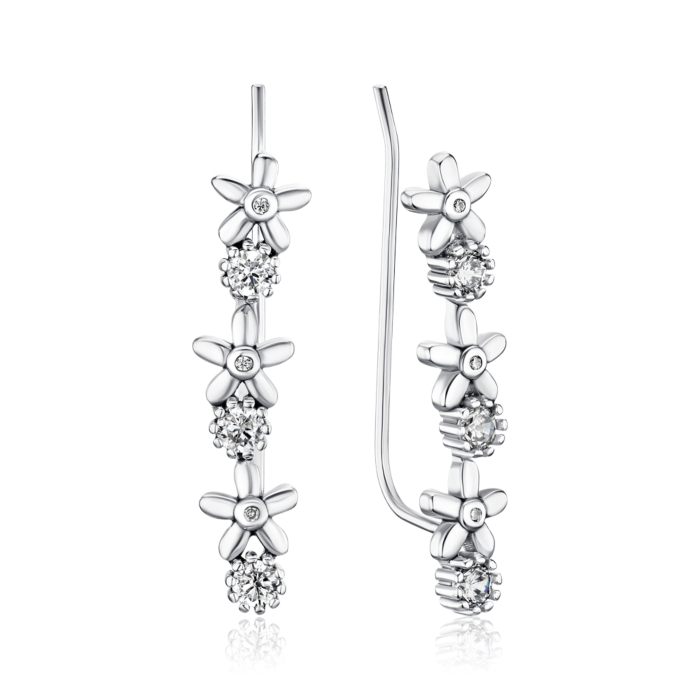 Срібні сережки кафи з фіанітами 1EA70162-E/12/1