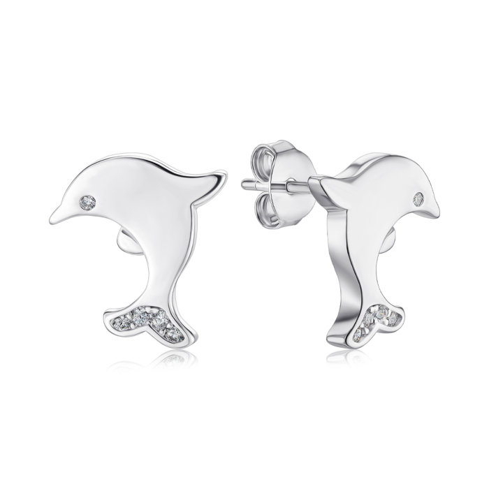 Срібні сережки-пусети з фіанітами 1EA79635-E/12/1