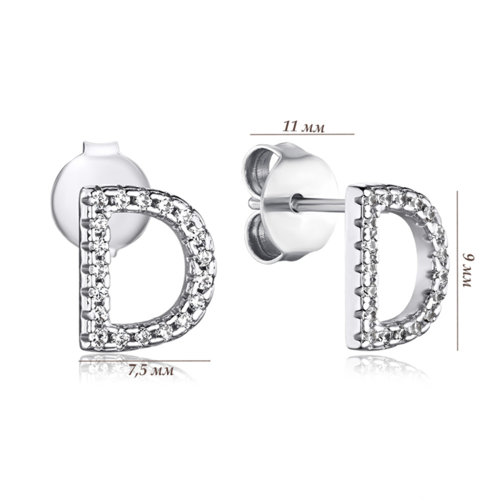 Срібні сережки з фіанітами 1EA92168-E/12/1