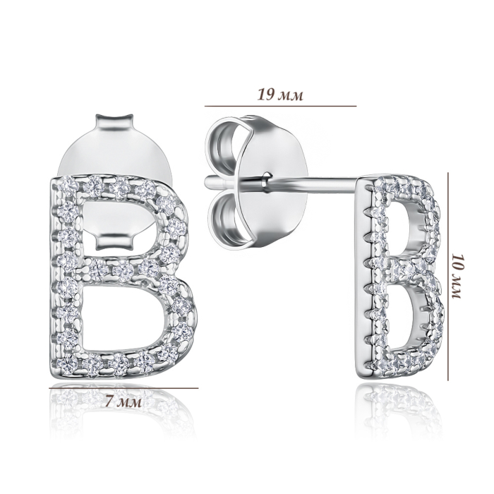 Срібні сережки з фіанітами. Артикул 1EA92175-E/12/1