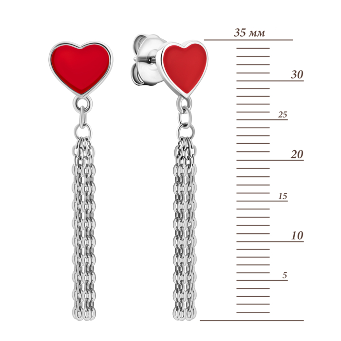 Срібні сережки-підвіски з емаллю. Артикул UG51EA98251