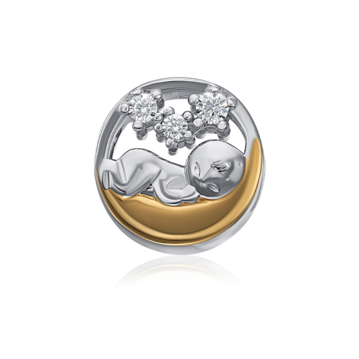 Срібна намистина-шарм з фіанітами. Артикул HSZ-1438-S-P/16/1