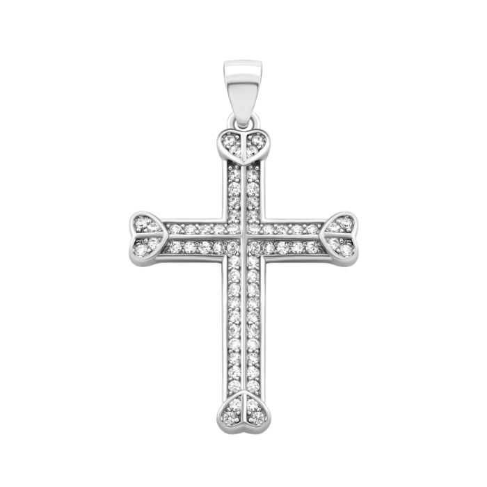 Срібний хрестик з фіанітами. Артикул UG51PE31199