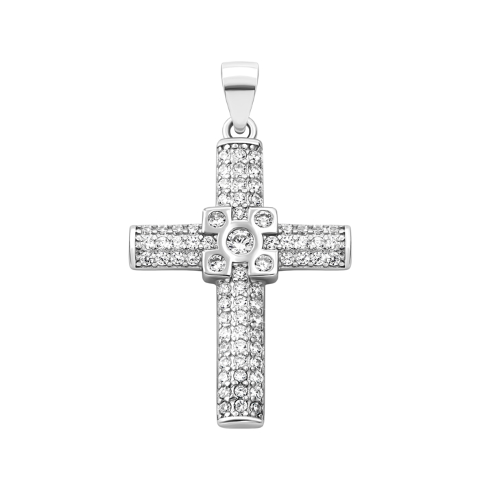 Срібний хрестик з фіанітами. Артикул UG51PE41930