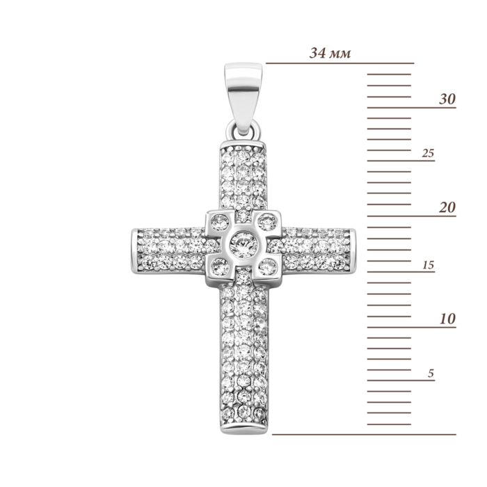 Срібний хрестик з фіанітами. Артикул UG51PE41930