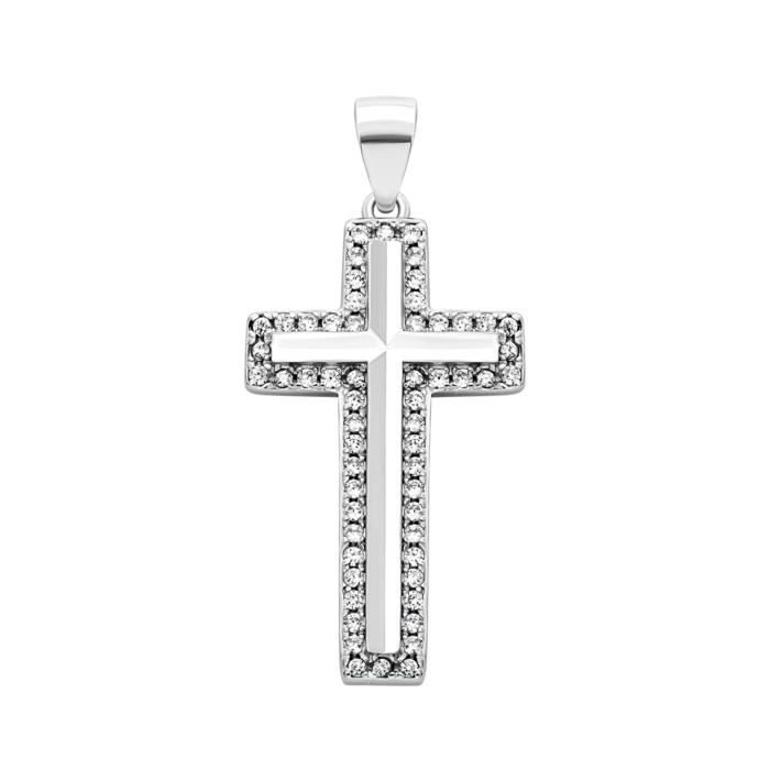Срібний хрестик з фіанітами. Артикул UG51PE4498