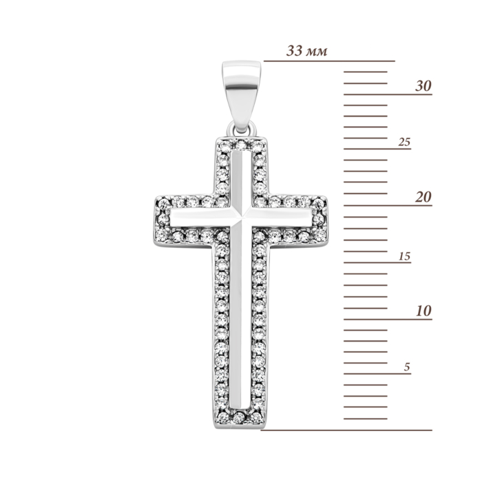 Срібний хрестик з фіанітами. Артикул UG51PE4498