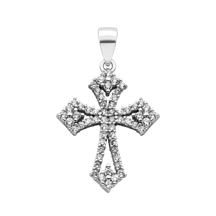 Срібний хрестик з фіанітами. Артикул UG51PE64670