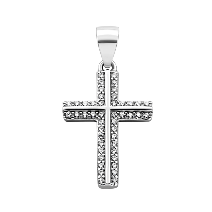 Серебряный крестик с фианитами. Артикул UG51PE64672