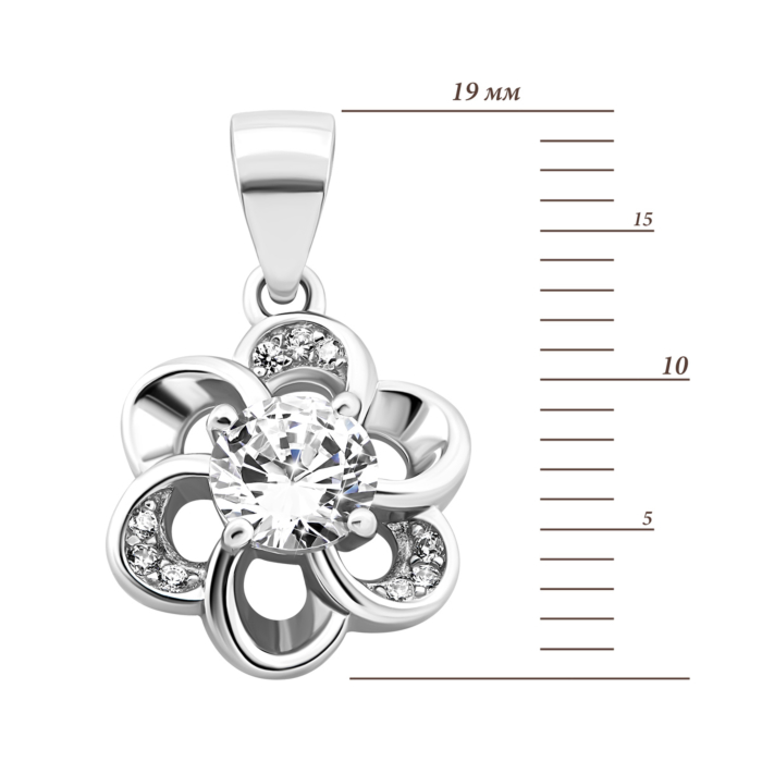 Срібна підвіска Квітка з фіанітами. Артикул UG51PE69449