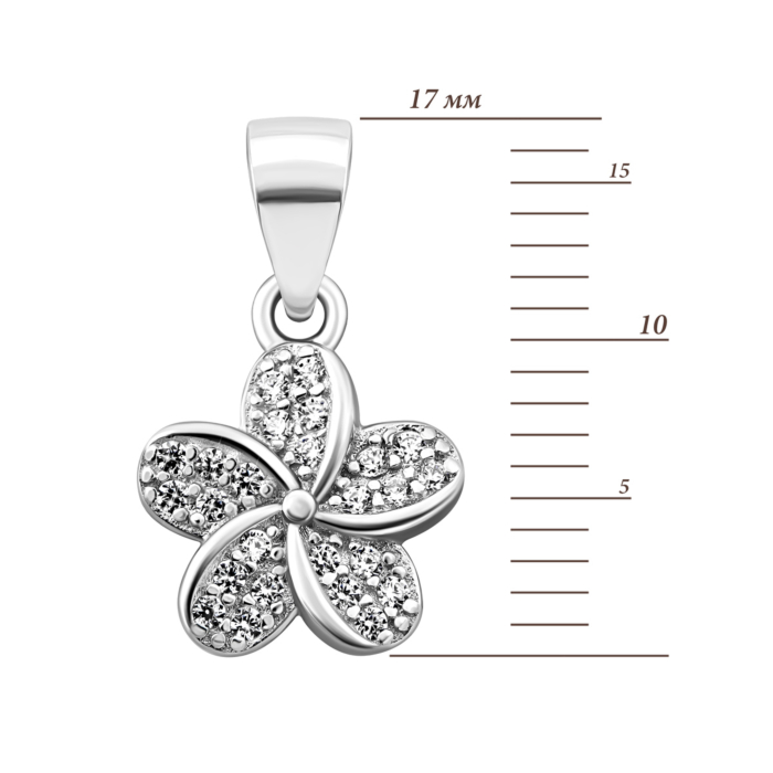 Срібна підвіска Квітка з фіанітами. Артикул UG51PE69488