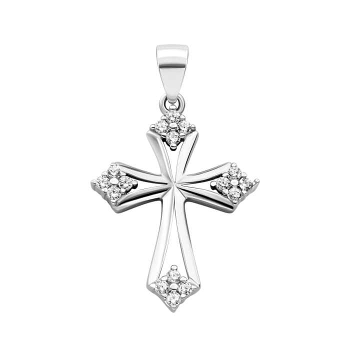 Срібний хрестик з фіанітами. Артикул UG51PE69528