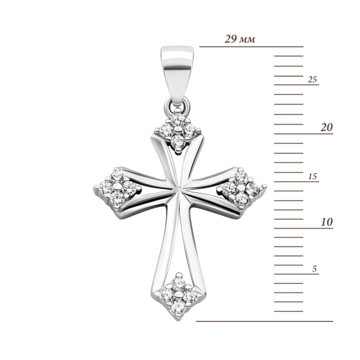 Срібний хрестик з фіанітами. Артикул UG51PE69528