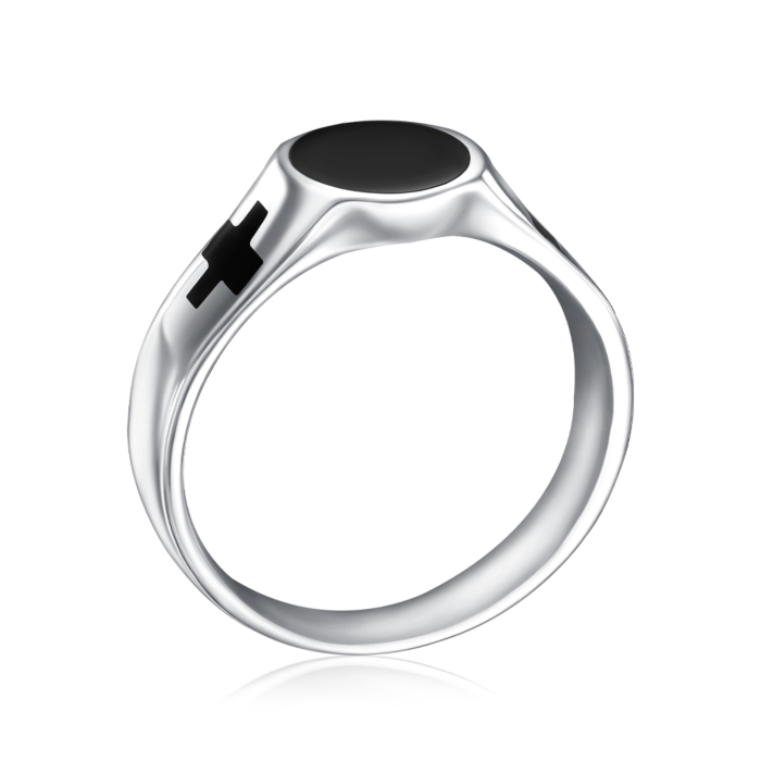 Серебряная печатка с эмалью. Артикул 1RI56981-R/12/389