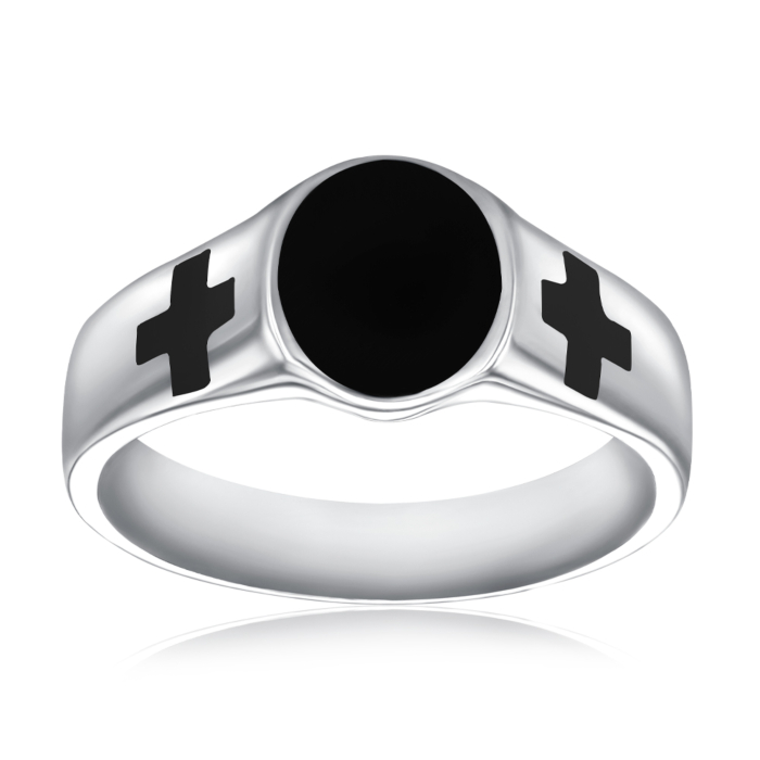 Серебряная печатка с эмалью. Артикул 1RI56981-R/12/389