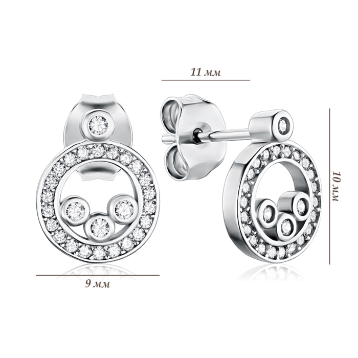 Срібні сережки-пусети з фіанітами 1SE61295-E/12/1