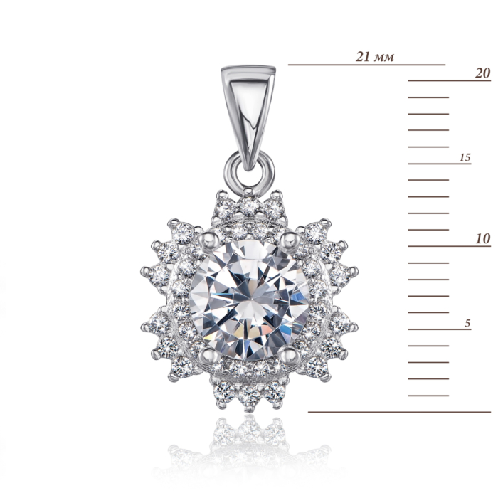 Срібна підвіска з фіанітами. Артикул 1SE62223-P-P/12/1