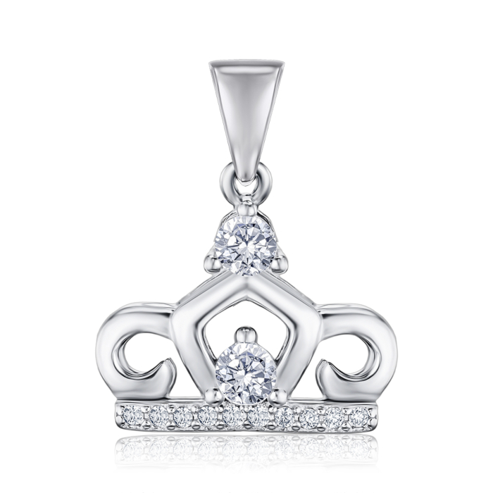 Срібна підвіска Корона з фіанітами 1SE62231-P/12/1
