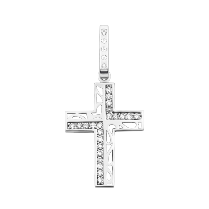Срібний хрестик з фіанітами. Артикул UG52-0427.0.2
