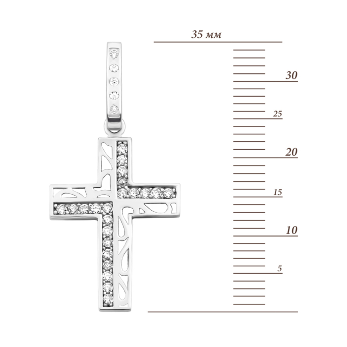 Срібний хрестик з фіанітами. Артикул UG52-0427.0.2