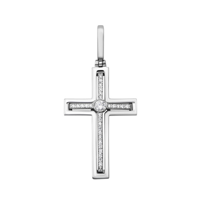 Срібний хрестик з фіанітами. Артикул UG52-0480.0.2