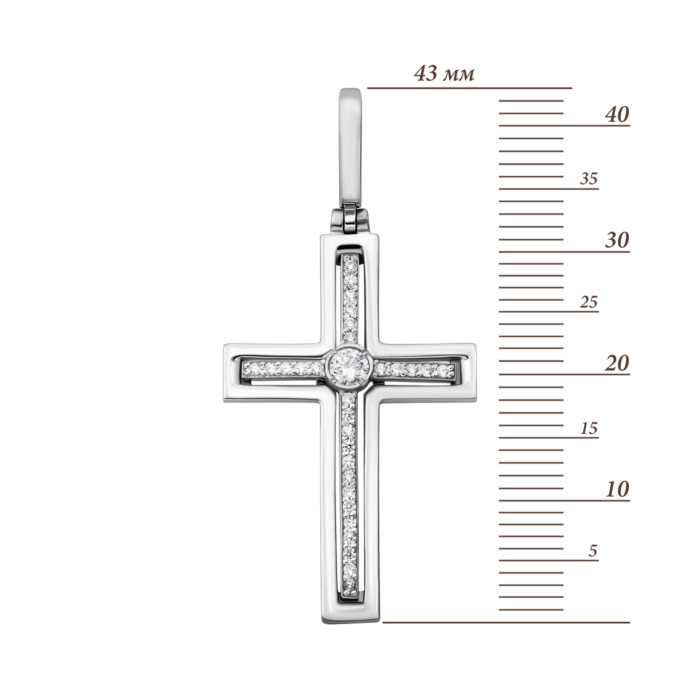Срібний хрестик з фіанітами. Артикул UG52-0480.0.2