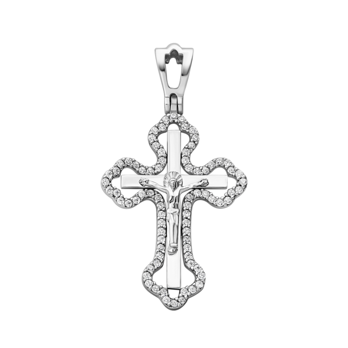 Срібний хрестик з фіанітами. Артикул UG52-0925.0.2