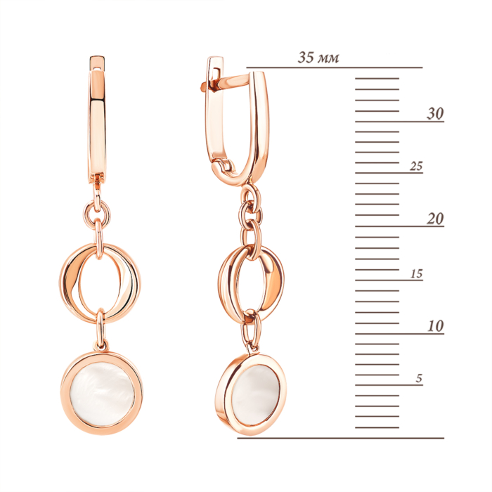 Золоті сережки-підвіски з перламутром. Артикул UG52/10/048