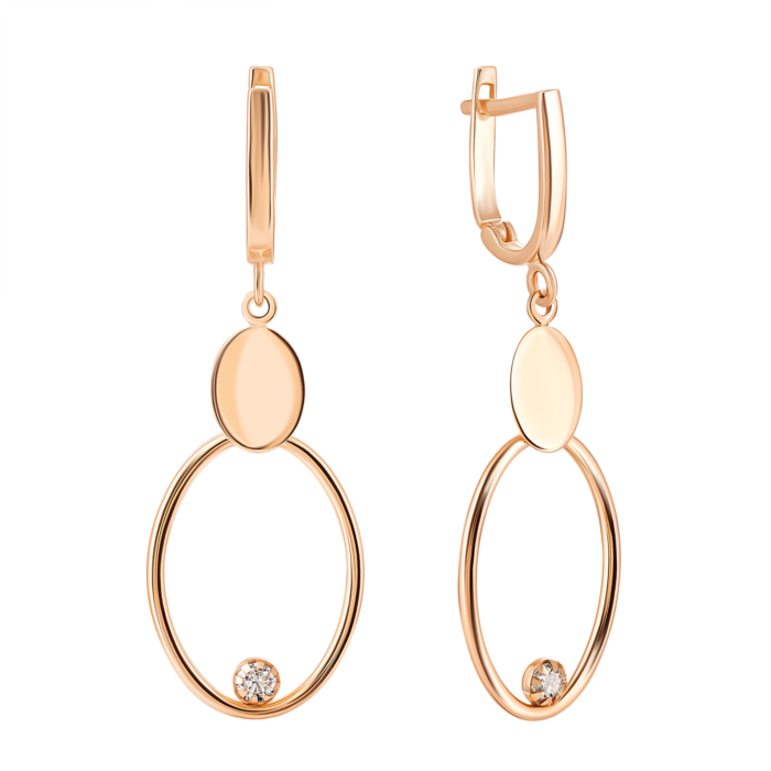 Золотые серьги-подвески с фианитами. Артикул UG52/10/058