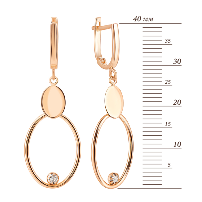 Золотые серьги-подвески с фианитами. Артикул UG52/10/058