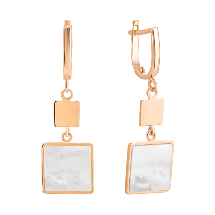 Золотые серьги-подвески с перламутром. Артикул UG52/10/134