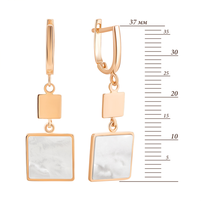 Золотые серьги-подвески с перламутром. Артикул UG52/10/134