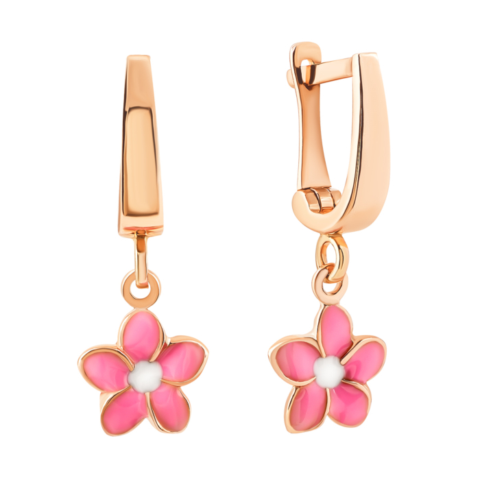 Золоті сережки-підвіски з емаллю. Артикул UG52/10/151