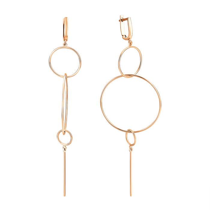 Золотые сережки-подвески без вставки. Артикул UG52/10/162