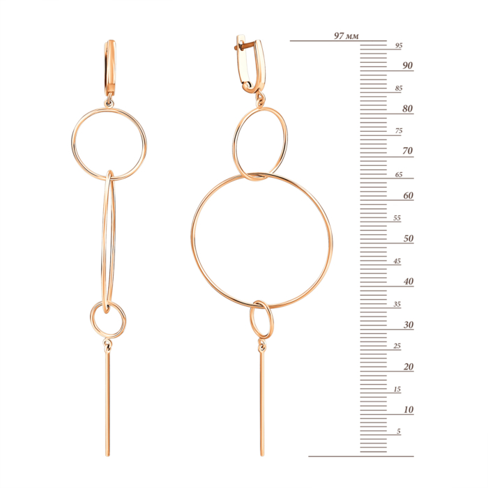 Золотые сережки-подвески без вставки. Артикул UG52/10/162