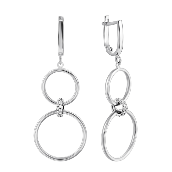 Золоті сережки-підвіски з фіанітами. Артикул UG52/10/179/1