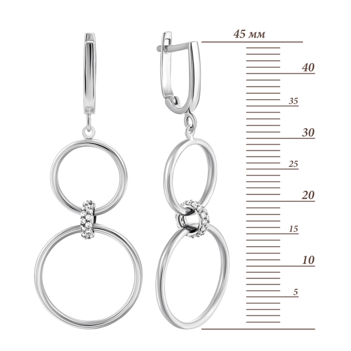 Золотые серьги-подвески с фианитами. Артикул UG52/10/179/1