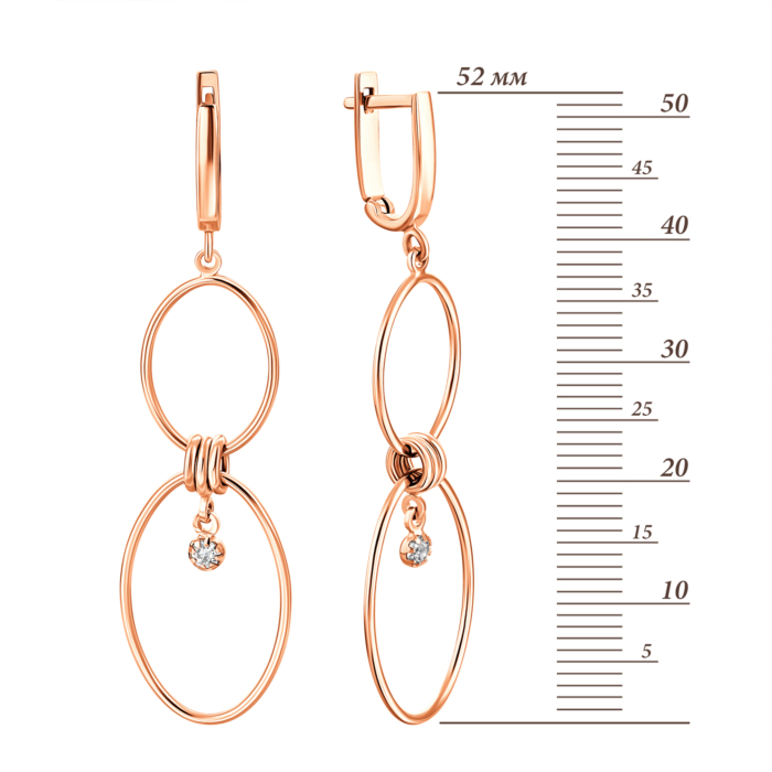 Золотые серьги-подвески с фианитами. Артикул UG52/10/238