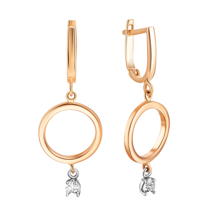 Золотые серьги-подвески с фианитом. Артикул UG52/10/252кб