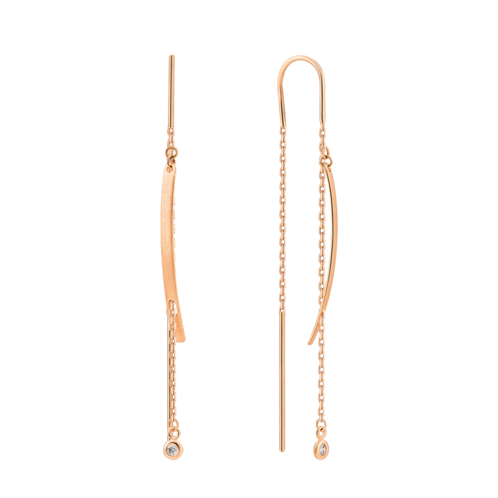 Золотые серьги-протяжки с фианитами. Артикул UG52/30/016