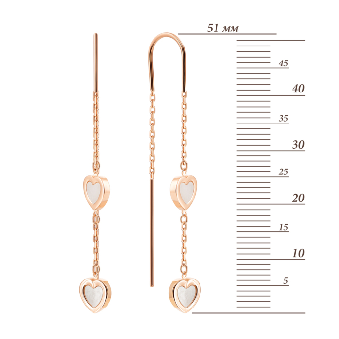 Золоті сережки-протяжки з перламутром. Артикул UG52/30/021