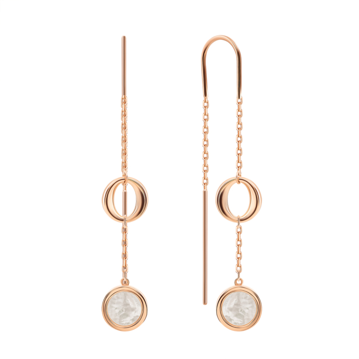 Золоті сережки-протяжки з перламутром. Артикул UG52/30/022