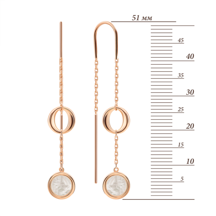 Золоті сережки-протяжки з перламутром. Артикул UG52/30/022