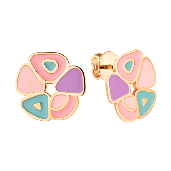 Золоті пусети з емаллю. Артикул UG52/50/052