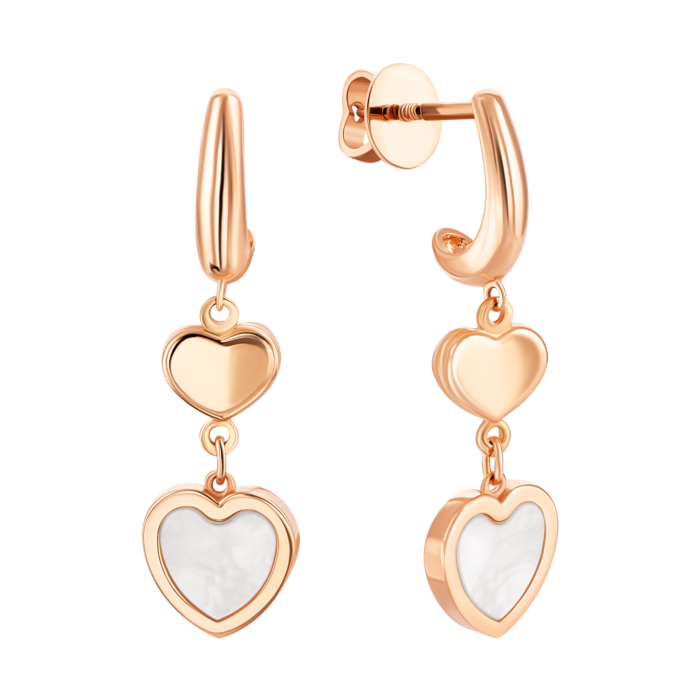 Золоті сережки-підвіски з перламутром. Артикул UG52/50/061