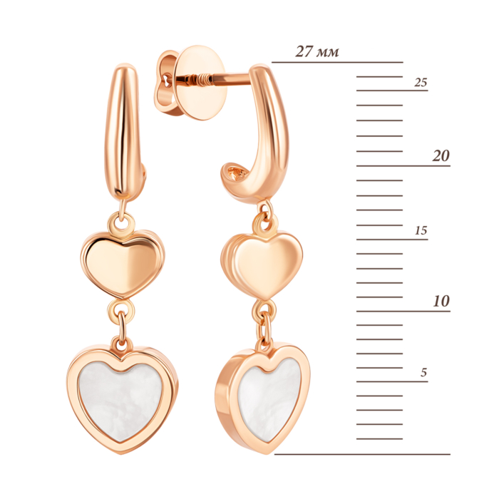 Золоті сережки-підвіски з перламутром. Артикул UG52/50/061