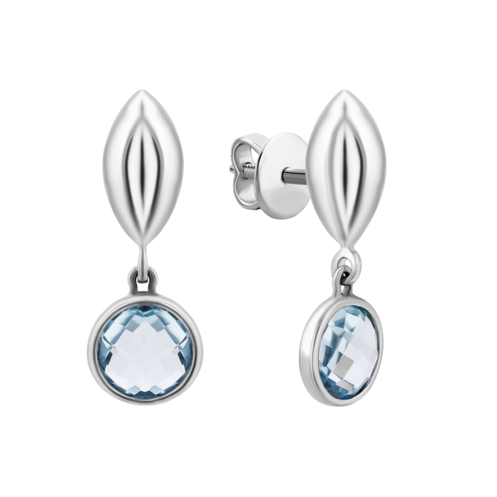 Золотые серьги с голубым кварцем. Артикул UG52/50/312/1