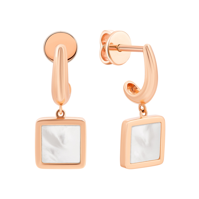 Золотые серьги-подвески с перламутром. Артикул UG52/50/360