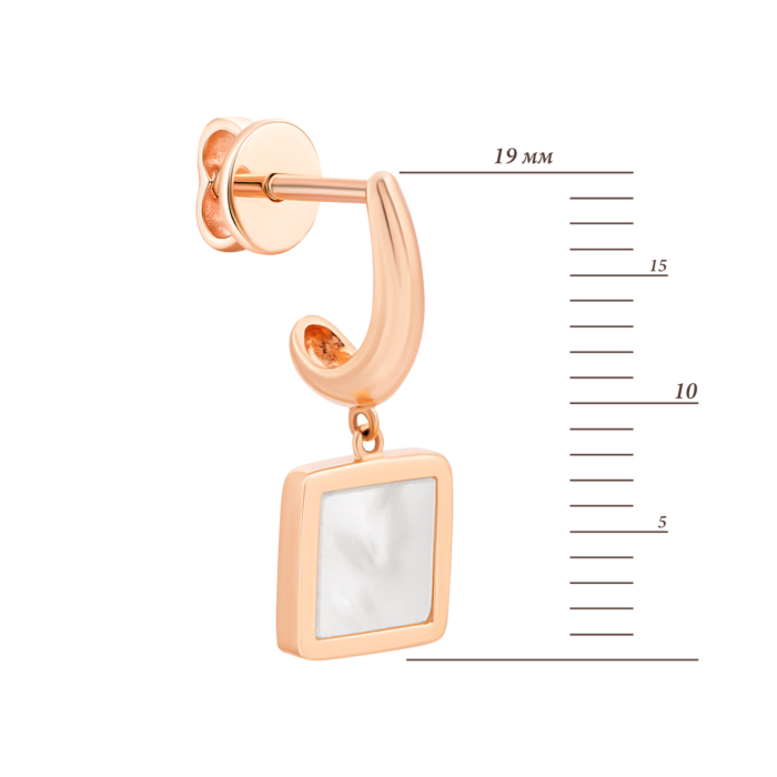 Золотые серьги-подвески с перламутром. Артикул UG52/50/360